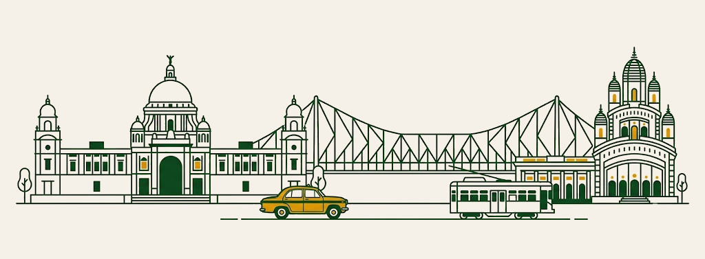 Illustration of famous Kolkata landmarks